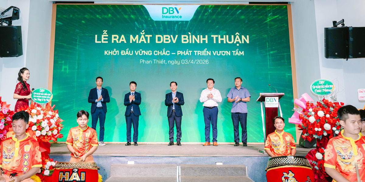 Bảo hiểm DBV ra mắt Chi nhánh Bình Thuận, đánh dấu bước tiến mới trong chiến lược phát triển mạng lưới bảo hiểm phi nhân thọ, nâng cao trải nghiệm khách hàng và đẩy mạnh chuyển đổi số tại khu vực Lâm Đồng.